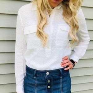 Madewell dots white cotton blouse